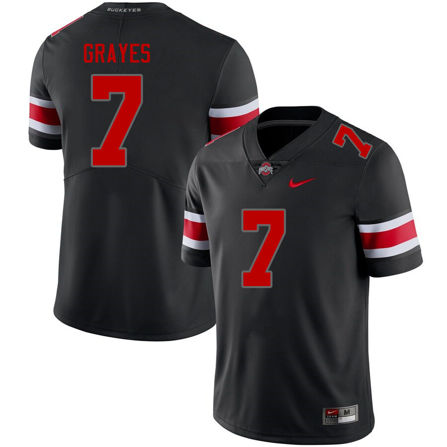 Ohio State Buckeyes Kyion Grayes Men's #7 Blackout Authentic Stitched College Football Jersey
